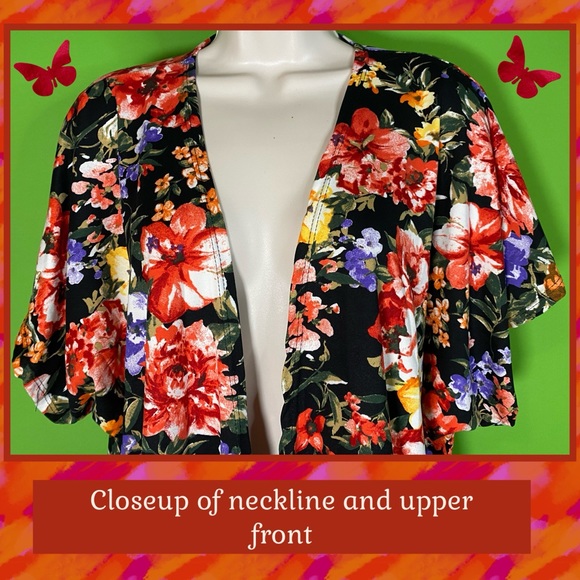 ‼️FINAL PRICE‼️NWOT S OPEN CARDIGAN BLACK&FLORAL WIDE SHORT SLEEVE WHIMSYGOTH - Picture 4 of 14